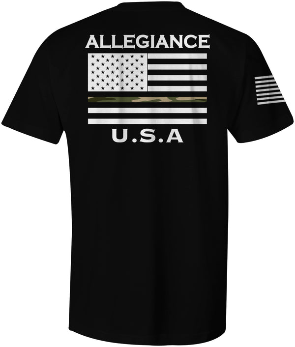 Back of Camo Line Back Hit Tee featuring bold camo stripe and Allegiance wordmark