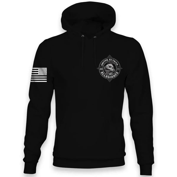 Front view of Allegiance Serpent Hoodie with small chest serpent crest design
